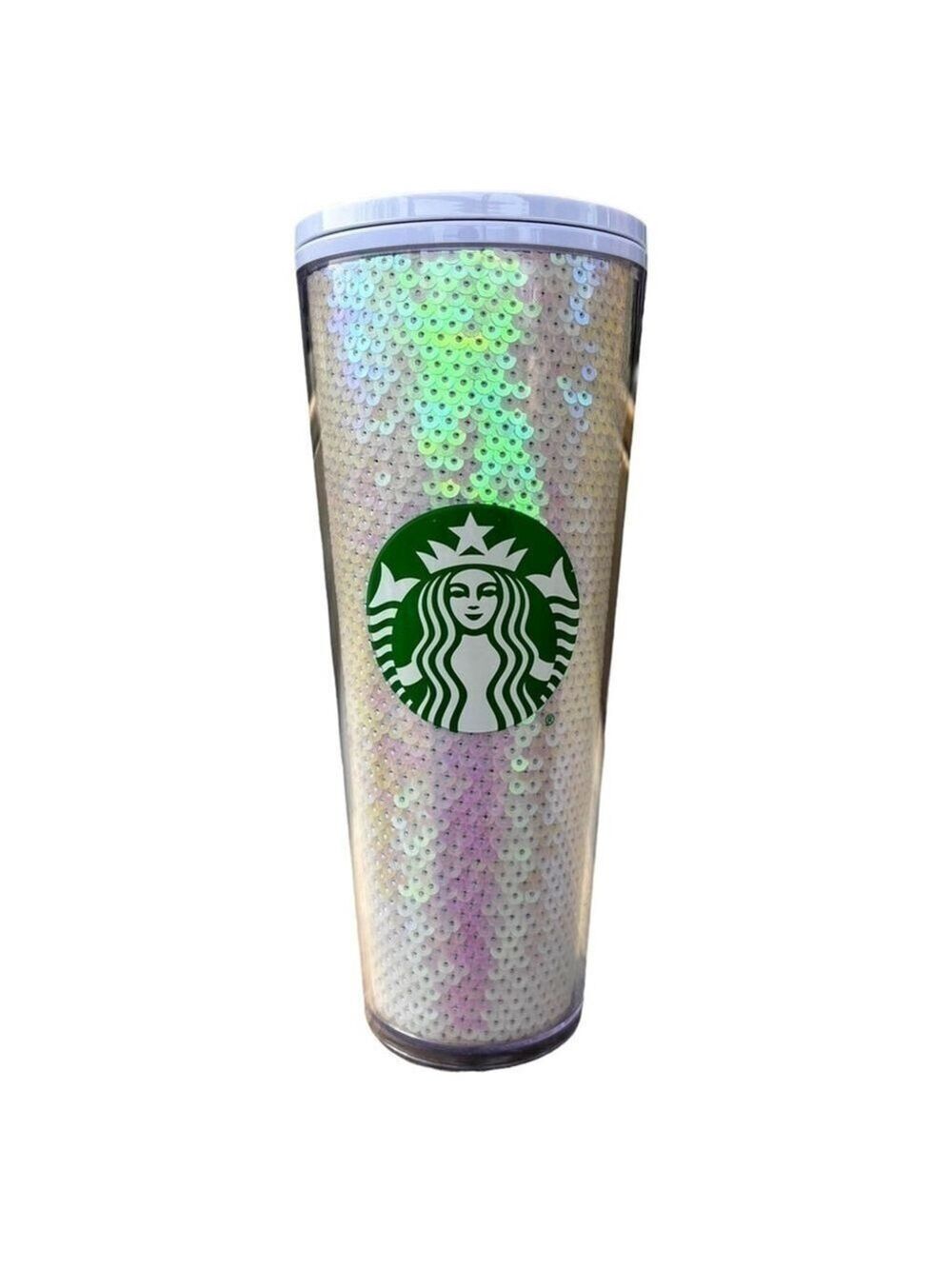 Starbucks White Sequin 24oz Cold Cup Tumbler